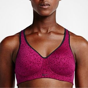 NIKE PRO RIVAL HIGH SUPPORT SPORTS BRA PINK LEOPARD 38D